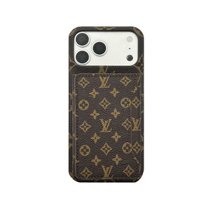 Premium Leather Monogram iPhone Case With Magnetic Wallet Big Printing For iPhone 17 Series-RCLV078 - Runycase
