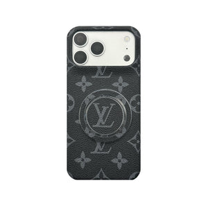 Luxury Leather Monogram iPhone Case With Magnetic Stand Big Printing For iPhone 17 Series-RCLV069 - Runycase