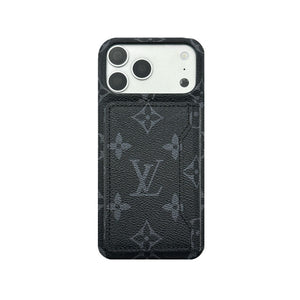 Premium Leather Monogram iPhone Case With Magnetic Wallet Big Printing For iPhone 17 Series-RCLV078 - Runycase