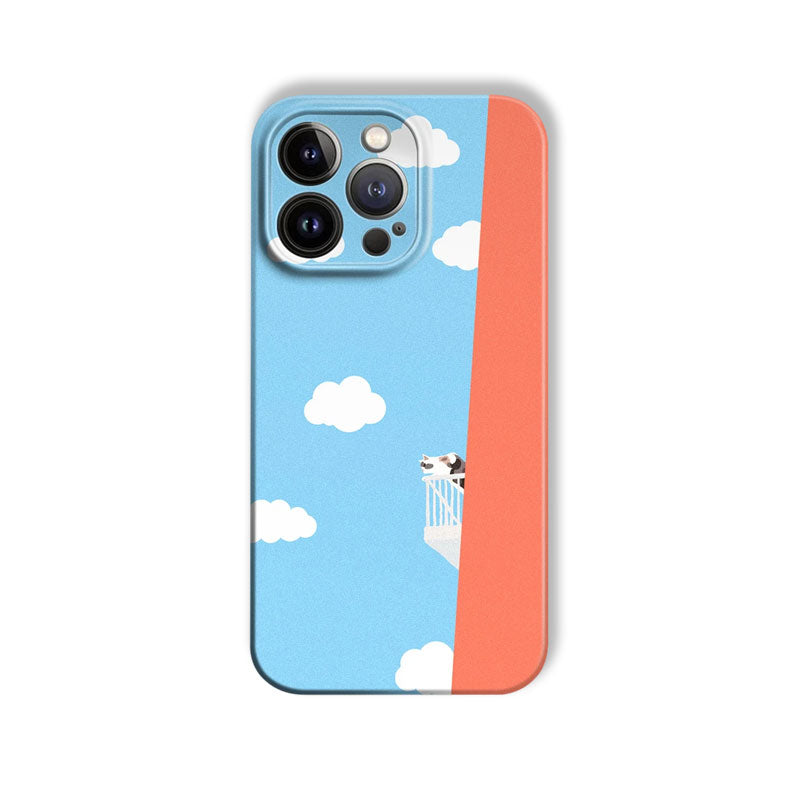 Cat On The Balcony Phone Case For iPhone Blue-635120591703