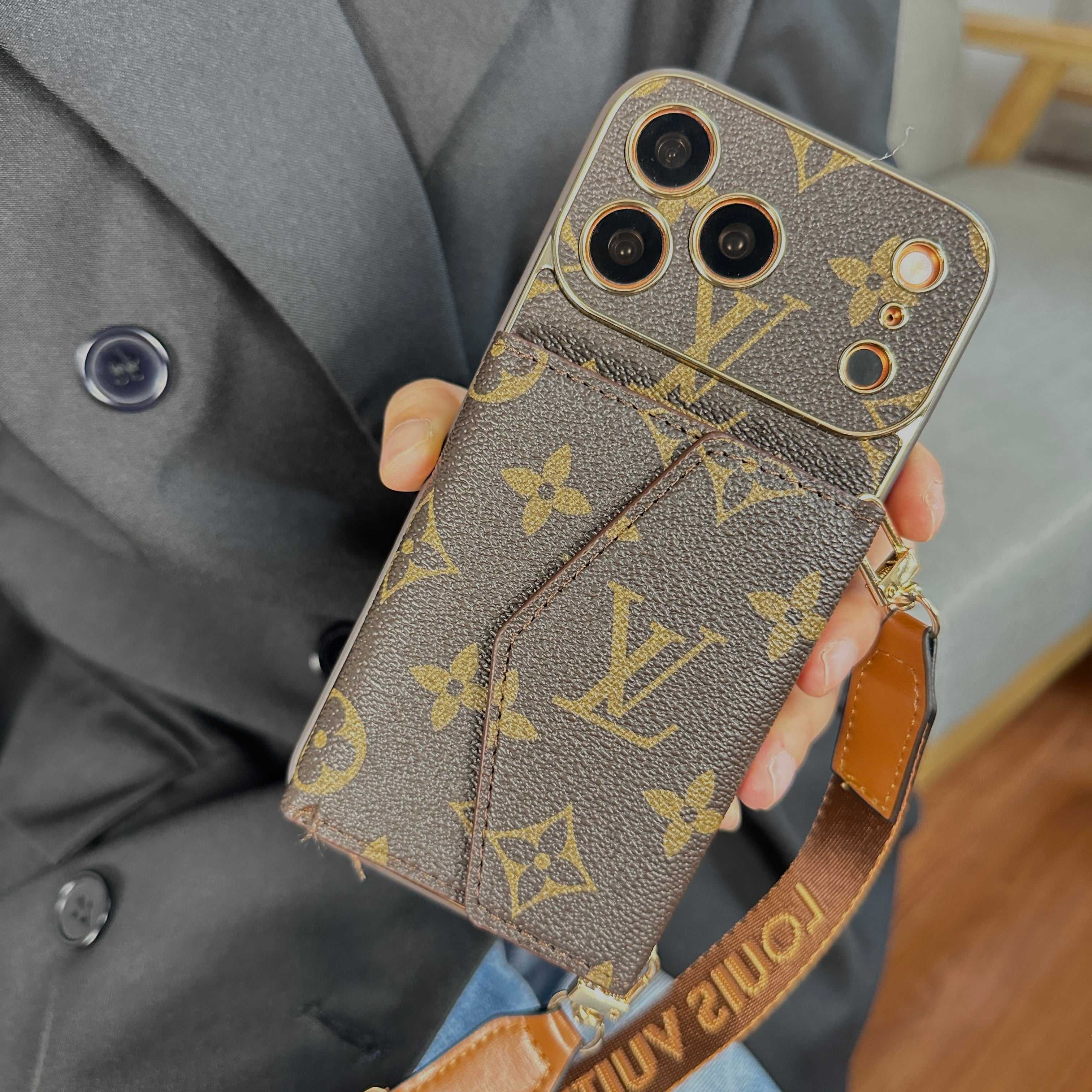 High-quality Monogram iPhone Case With Wallet And Crossbody Strap For iPhone 17 Series-RCLV134