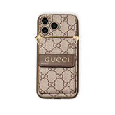 Leather GG iPhone Case With Card Wallet And Crossbody Strap For iPhone 17 Series-RCGG187