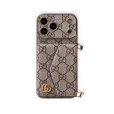 Premium GG iPhone Case With Wallet And Crossbody Strap For iPhone 17 Series-RCGG147