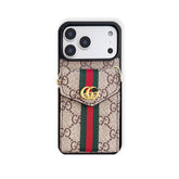 Classic Leather GG iPhone Case With Card Holder And Strap Brown-RCGG150