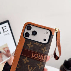 Leather Leather Flip Monogram Phone Case With Card Holder And Strap Big Printing -RCLV172