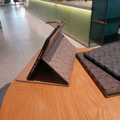 Refined Leather Monogram iPad Case Coffee-RCLV118 - Runycase