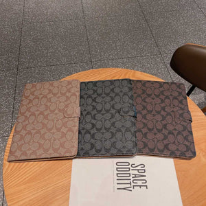 Refined Leather Monogram iPad Case Coffee-RCLV118 - Runycase