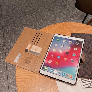 Refined Leather Monogram iPad Case Coffee-RCLV118 - Runycase