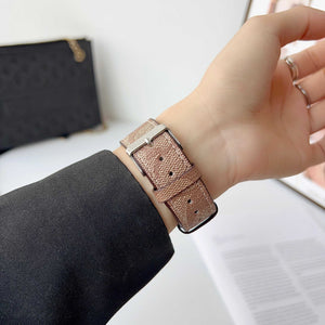 Luxury Leather CH Apple Watch Band Coffee-RCCH106 - Runycase