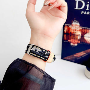 Stylish Leather CD Apple Watch Band Black-RCCD107 - Runycase