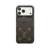 Luxury Leather Monogram iPhone Case With Magnetic Card Holder Big Printing For iPhone 17 Series-RCLV072 - Runycase