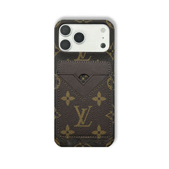 Luxury Leather Monogram iPhone Case With Magnetic Card Holder Big Printing For iPhone 17 Series-RCLV072 - Runycase