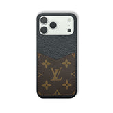 Elegant Leather Monogram iPhone Case With Card Holder Big Printing For iPhone 17 Series-RCLV081 - Runycase