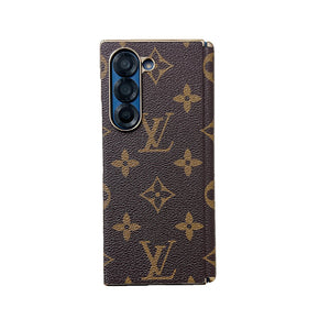 Luxury Leather Monogram Samsung Galaxy Z Fold Series Case-RCLV096 - Runycase