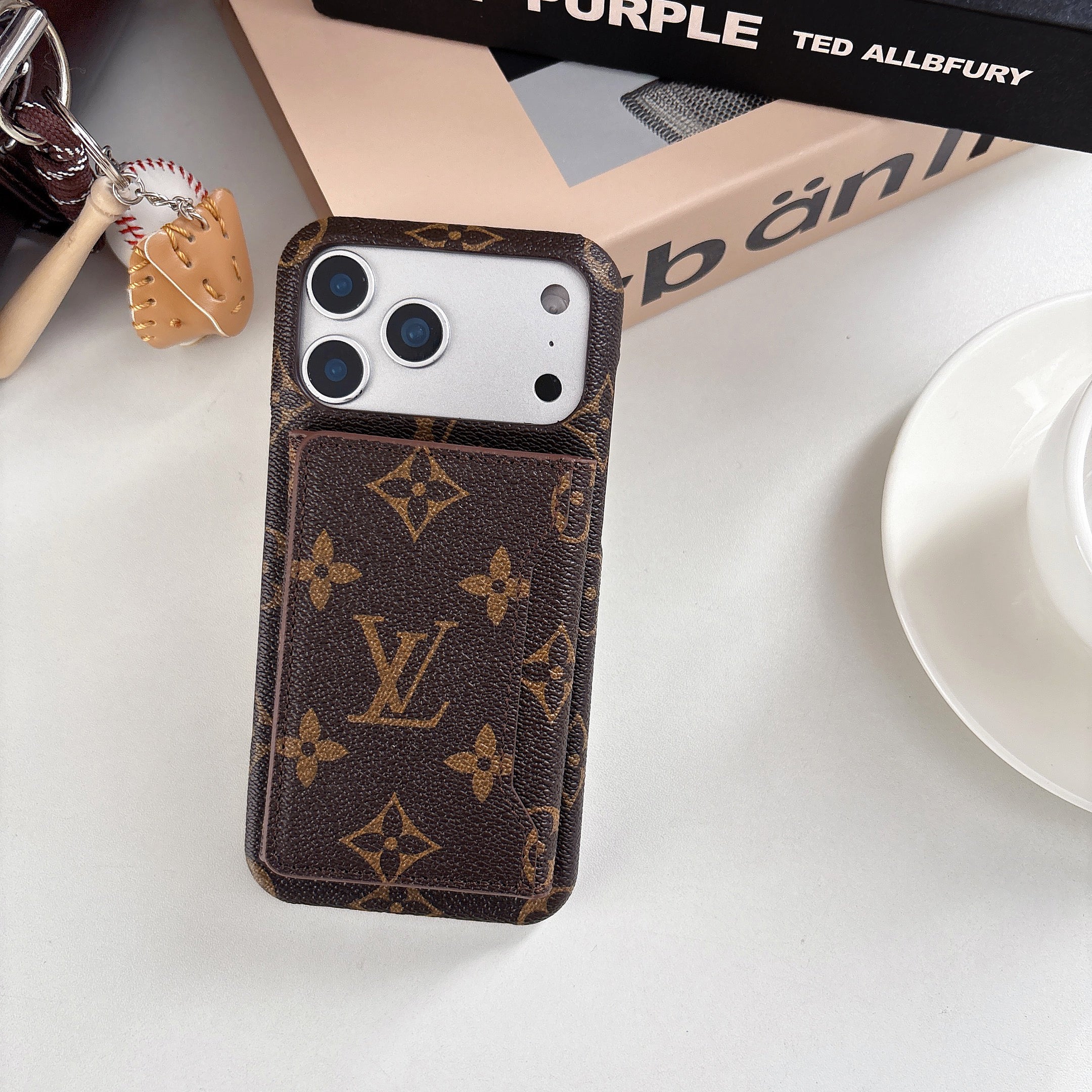 Premium Leather Monogram iPhone Case With Wallet For iPhone 17 Series-RCLV176
