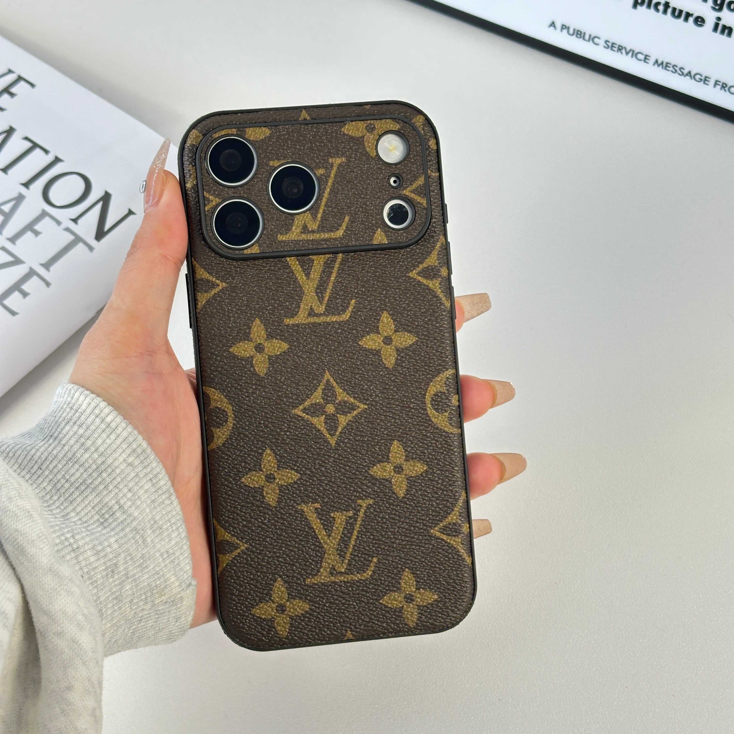 Monogram Stylish Leather iPhone Case Big Printing For iPhone 17 Series-RCLV059 - Runycase