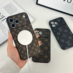 Monogram Luxury Leather Magnetic iPhone Case(Compatible With Magsafe)For iPhone 17 Series-RCLV065 - Runycase