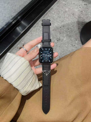 Classic Leather PR Apple Watch Band Black Printing-RCPR112 - Runycase