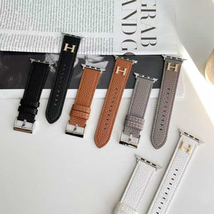 Elegant Leather H Apple Watch Band Orange-RCH110 - Runycase