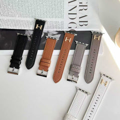 Elegant Leather H Apple Watch Band Orange-RCH110 - Runycase