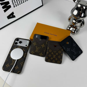 Luxury Leather Monogram iPhone Case With Magnetic Card Holder Big Printing For iPhone 17 Series-RCLV072 - Runycase
