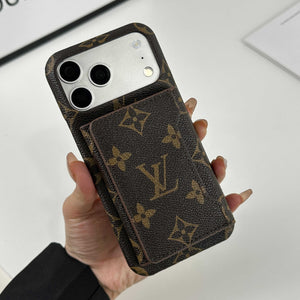 Premium Leather Monogram iPhone Case With Magnetic Wallet Big Printing For iPhone 17 Series-RCLV078 - Runycase