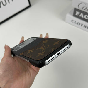 Elegant Leather Monogram iPhone Case With Card Holder Big Printing For iPhone 17 Series-RCLV081 - Runycase