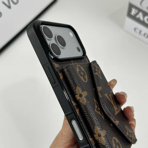 Elegant Leather Monogram iPhone Case With Wallet Big Printing For iPhone 17 Series-RCLV084 - Runycase