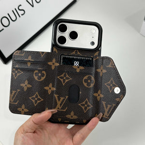 Elegant Leather Monogram iPhone Case With Wallet Big Printing For iPhone 17 Series-RCLV084 - Runycase