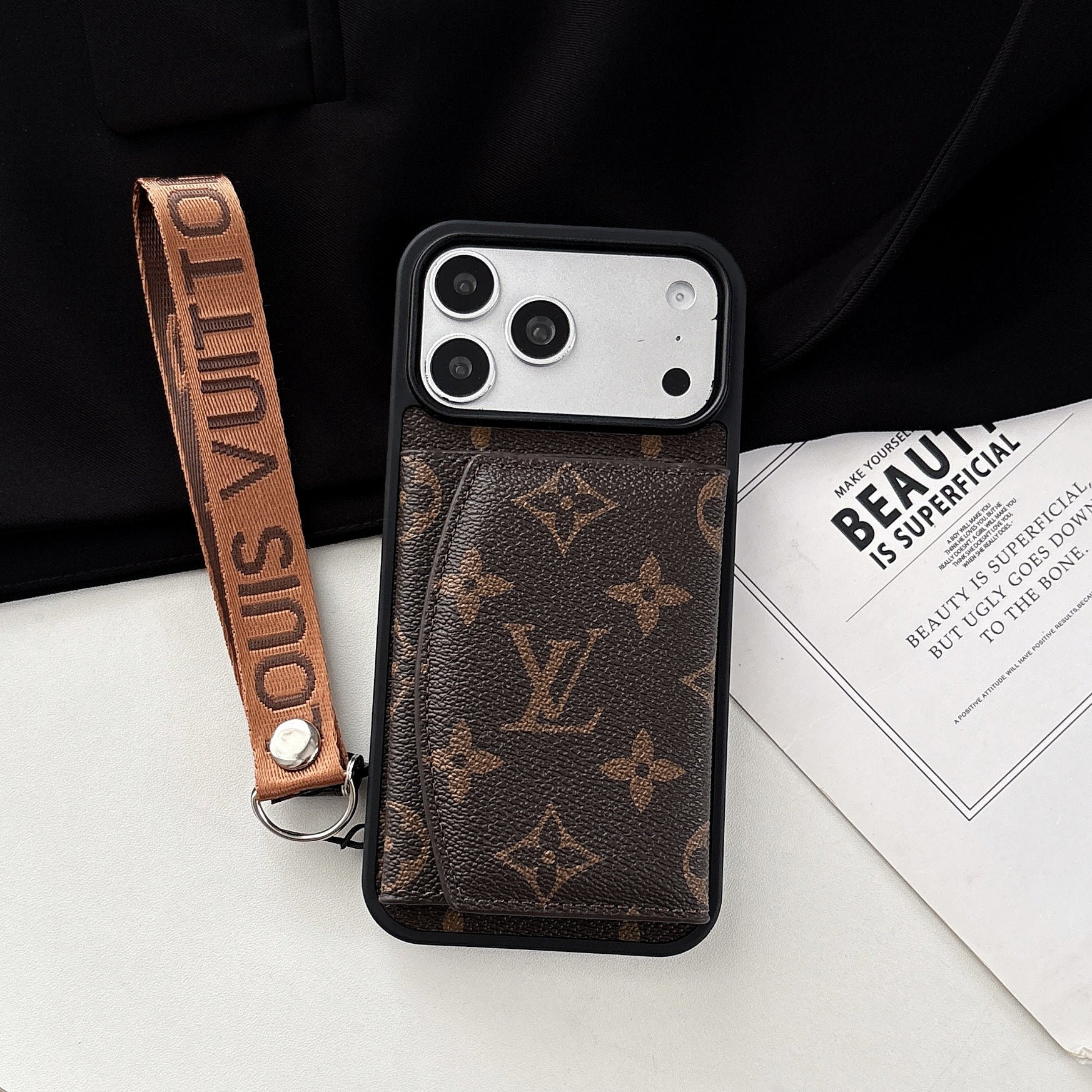Classic Monogram iPhone Case With Wallet And Strap For iPhone 17 Series-RCLV179
