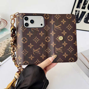 High-quality Monogram iPhone Case With Card Holder And chain For iPhone 17 Series-RCLV088 - Runycase