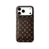 Leather Monogram iPhone Case With Card Holder For iPhone 17 Series-RCLV178