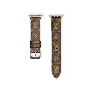 Premium Leather Monogram Apple Watch Band Small Printing-RCLV113 - Runycase
