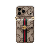 High-quality Leather GG iPhone Case With Card Wallet And Crossbody Strap For iPhone 17 Series-RCGG184
