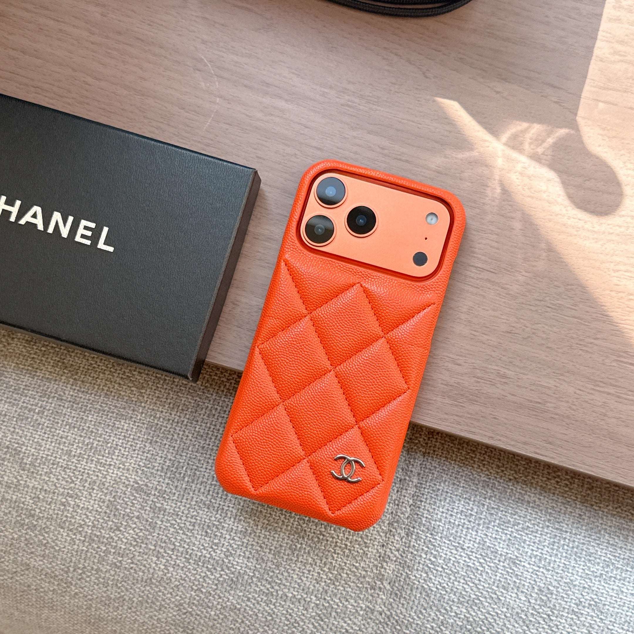Premium Leather CC iPhone Case Orange For iPhone 17 Series-RCCC163