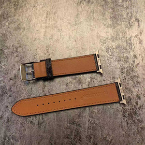 Premium Leather Monogram Apple Watch Band Small Printing-RCLV113 - Runycase