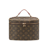 Trousse de beauté vintage marron, modèle portable 001