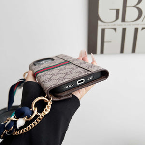 Classic GG iPhone Case With Wallet And Strap For iPhone 17 Series-RCGG090 - Runycase