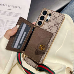 Premium Leather GG Samsung Galaxy S Series Case With Wallet And Crossbody Strap -RCGG191