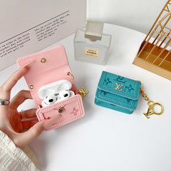 Luxury Leather Monogram AirPods Cases Pink-RCLV128