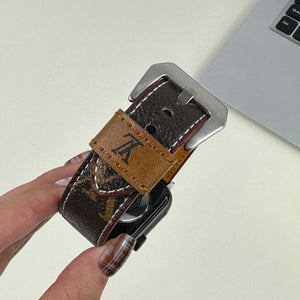 Monogram Elegant Leather Apple Watch Band Big Printing-RCLV039 - Runycase