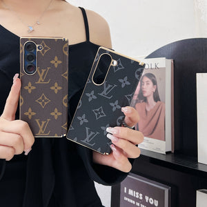 Luxury Leather Monogram Samsung Galaxy Z Fold Series Case-RCLV096 - Runycase