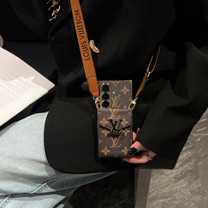 Luxury Monogram Samsung Galaxy Z Fold Series Case With Card Holder And Strap-RCLV093 - Runycase