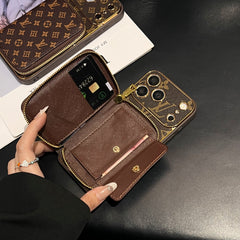 Étui iPhone Monogramme Premium avec Portefeuille Pour iPhone Série 17-RCLV186