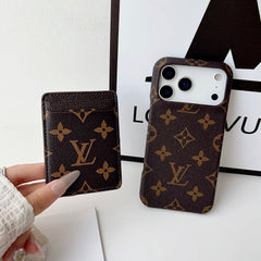 Étui iPhone en cuir monogrammé avec porte-cartes pour iPhone 17 Series-RCLV178