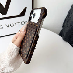 Étui iPhone en cuir monogrammé avec porte-cartes pour iPhone 17 Series-RCLV178