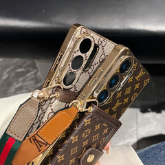 Étui en cuir de première qualité GG pour Samsung Galaxy S Series avec portefeuille et bandoulière - RCGG191