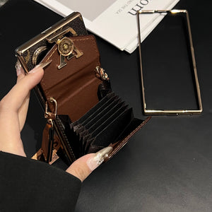 Luxury Monogram Samsung Galaxy Z Fold Series Case With Card Holder And Strap-RCLV093 - Runycase