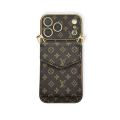 Étui portefeuille et bandoulière en cuir monogrammé de haute qualité pour iPhone 17 Series-RCLV142