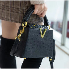 Sac à main de luxe haut de gamme - Sac bandoulière motif autruche, mode printemps